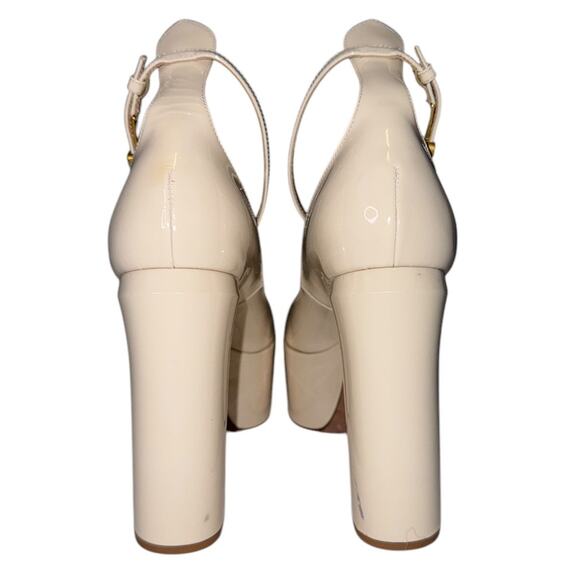 Valentino Garavani Tan Go Cream Patent Leather Platform Heels Size 40 - Picture 5 of 15